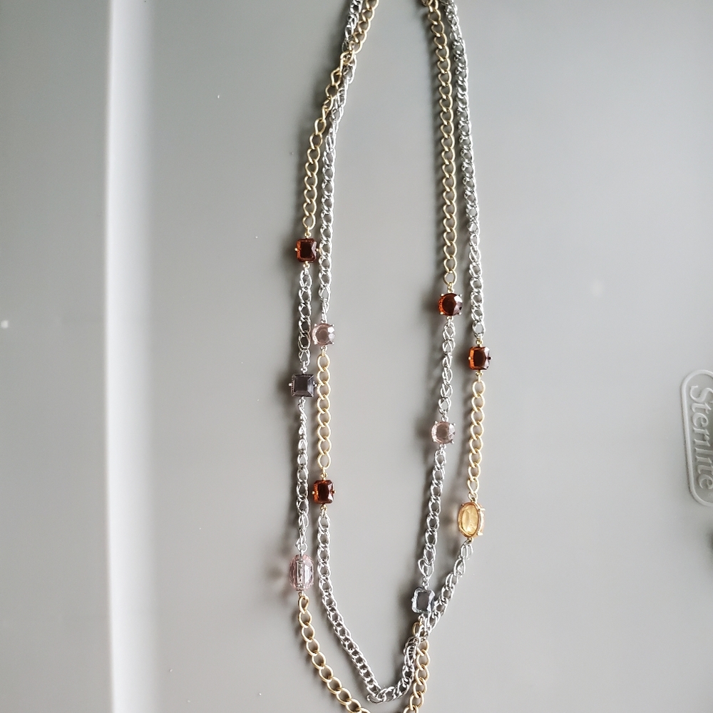 Long double chain necklace